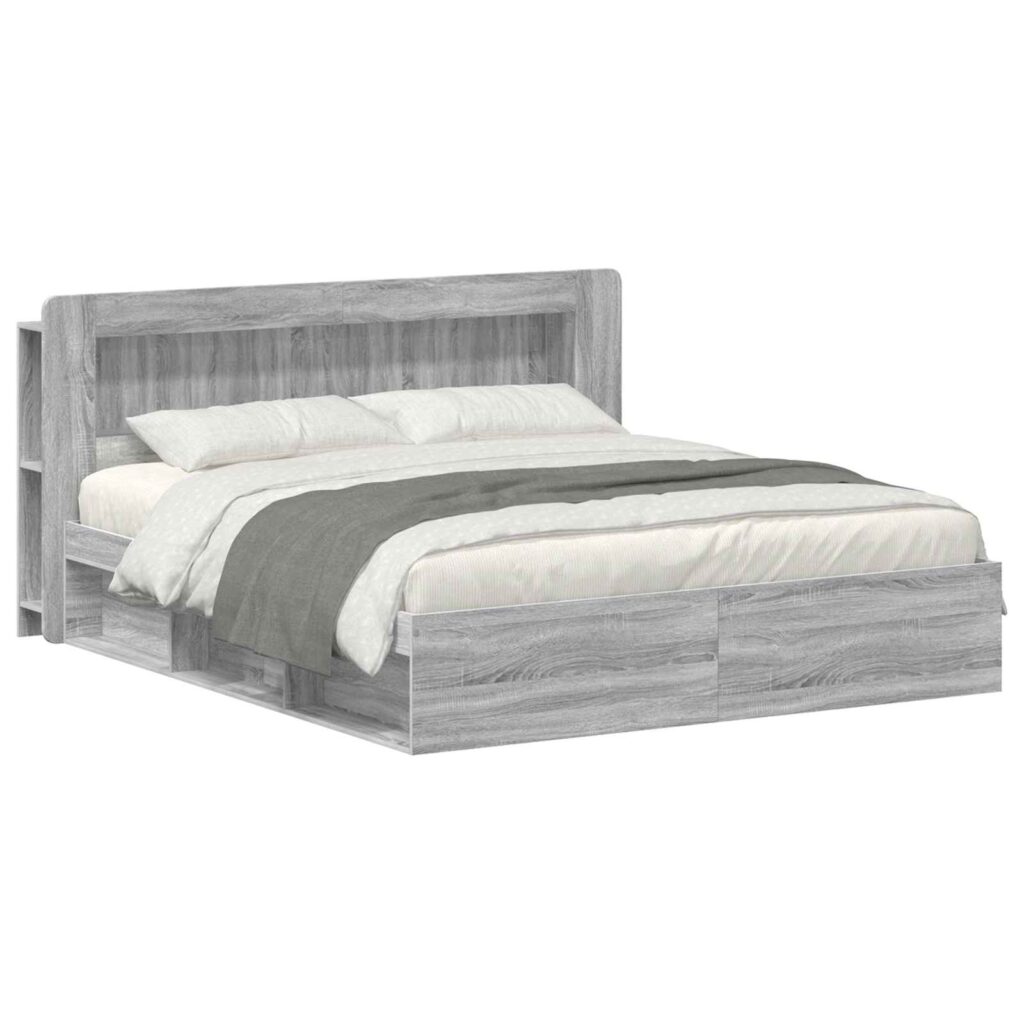 Sänkykehys varastolla Harmaa Sonoma 200 x 200 cm Tekninen puu