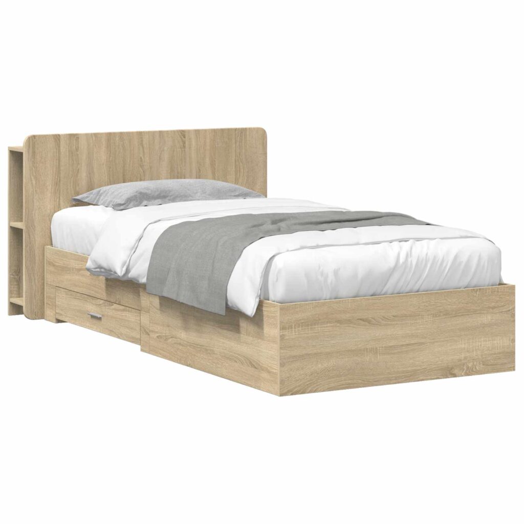 Sänkykehys varastolla Sonoma-tammi 3FT Single Tekninen puu