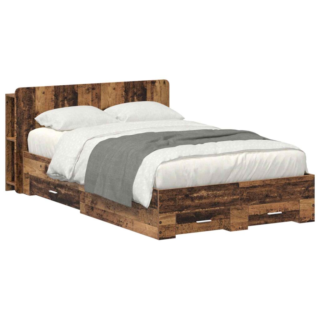 Sänkykehys varastolla Vanha puu 4FT Small Double Tekninen puu