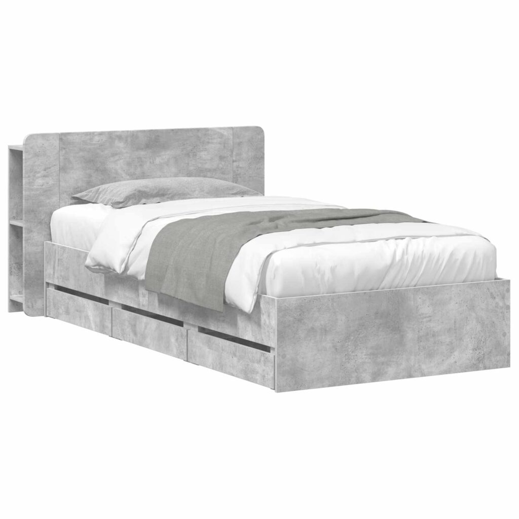 Sänkykehys varastolla Betoninharmaa 80 x 200 cm Tekninen puu
