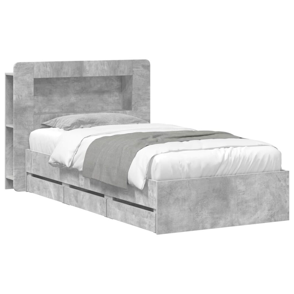 Sänkykehys varastolla Betoninharmaa 80 x 200 cm Tekninen puu