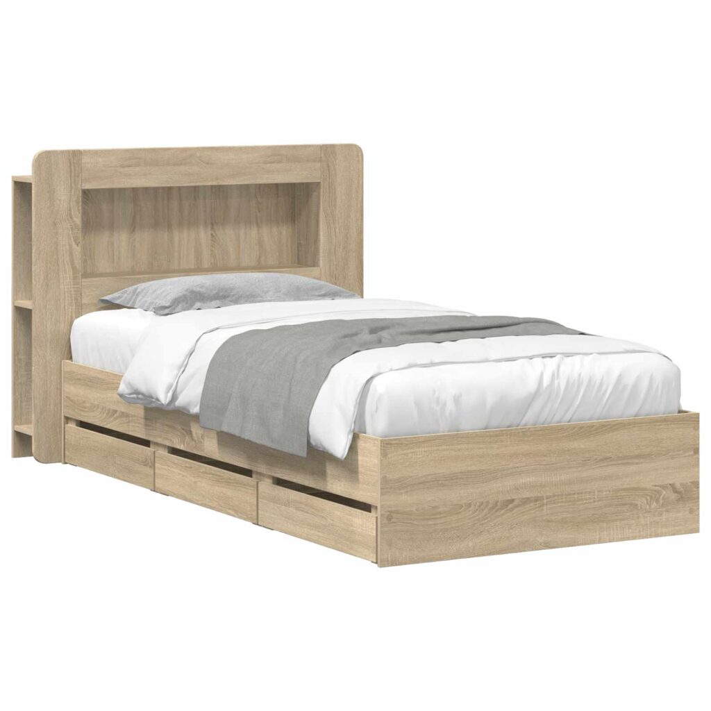 Sänkykehys varastolla Sonoma-tammi 80 x 200 cm Tekninen puu