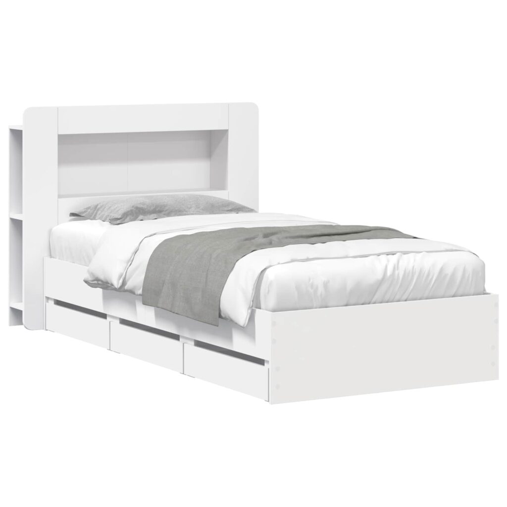 Sänkykehys varastolla valkoinen 80 x 200 cm Tekninen puu