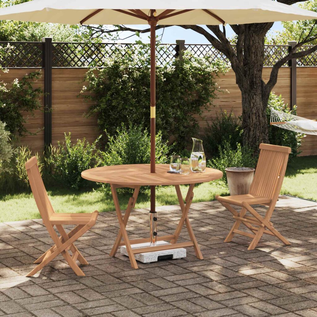 Puutarhan Bistro Set 3 pcs Luonnollinen Tiikkipuu