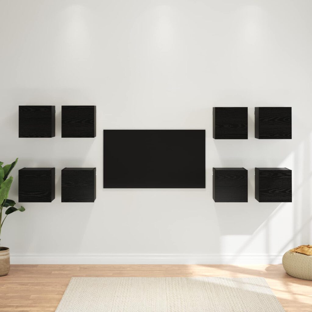 Seinäasennettava TV-kaappi 8 pcs Musta tammi 30,5 x 30 x 30 cm