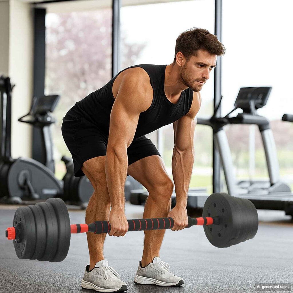 4-in-1 Käsipainosetti 40kg Musta ja punainen