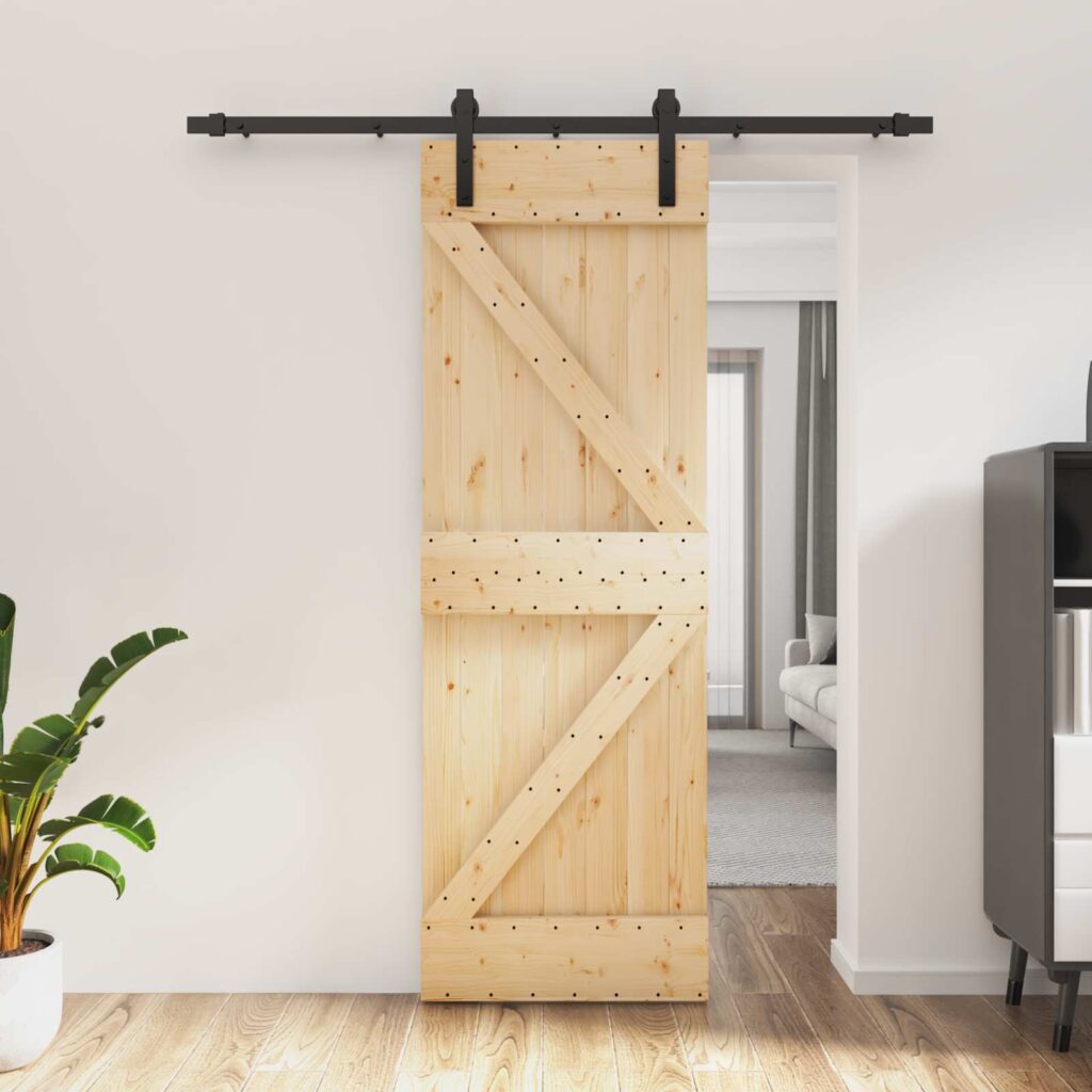 Liukuovi Luonnollinen ja musta 70 x 210 cm Massiivinen mänty