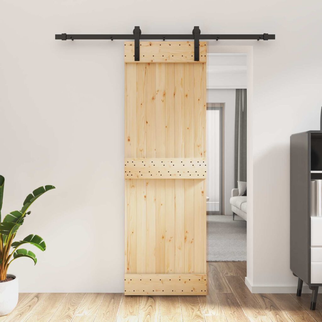 Liukuovi Luonnollinen ja musta 70 x 210 cm Massiivinen mänty