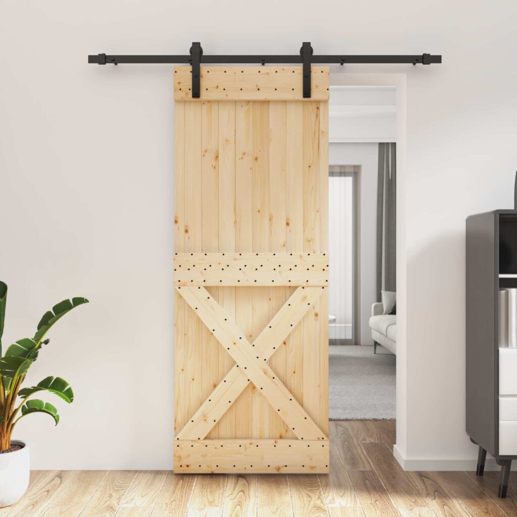 Liukuovi Luonnollinen ja musta 80 x 210 cm Massiivinen mänty