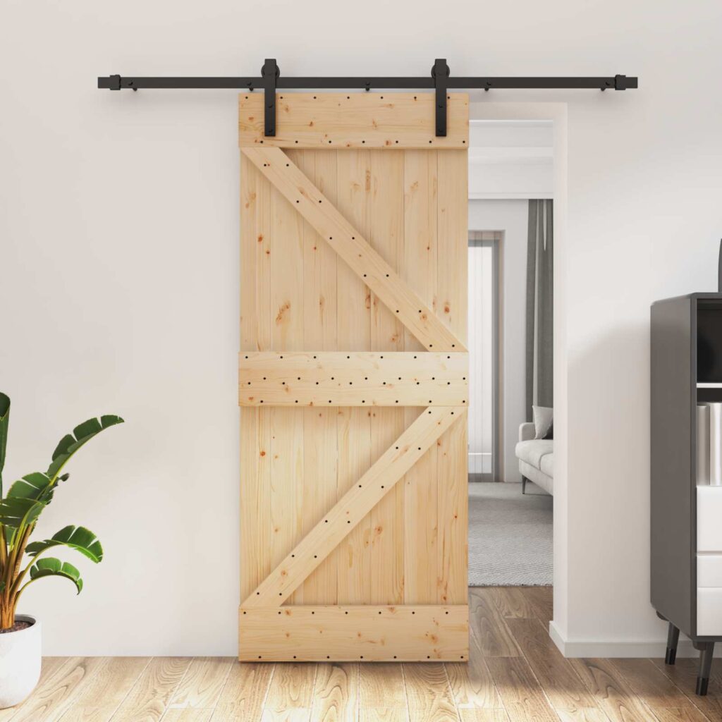 Liukuovi Luonnollinen ja musta 85 x 210 cm Massiivinen mänty
