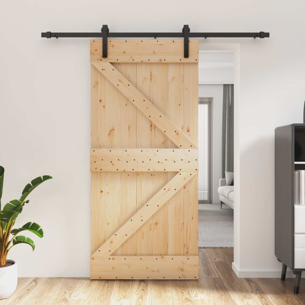 Liukuovi Luonnollinen ja musta 95 x 210 cm Massiivinen mänty