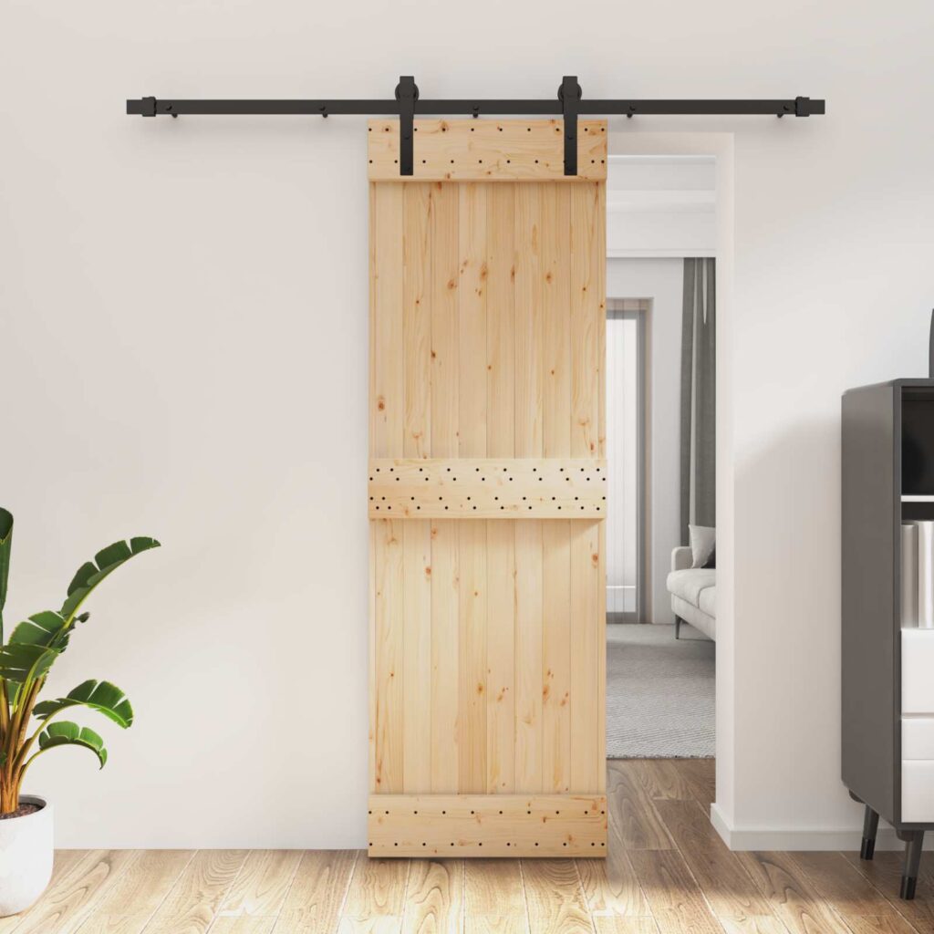 Liukuovi Luonnollinen ja musta 70 x 210 cm Massiivinen mänty