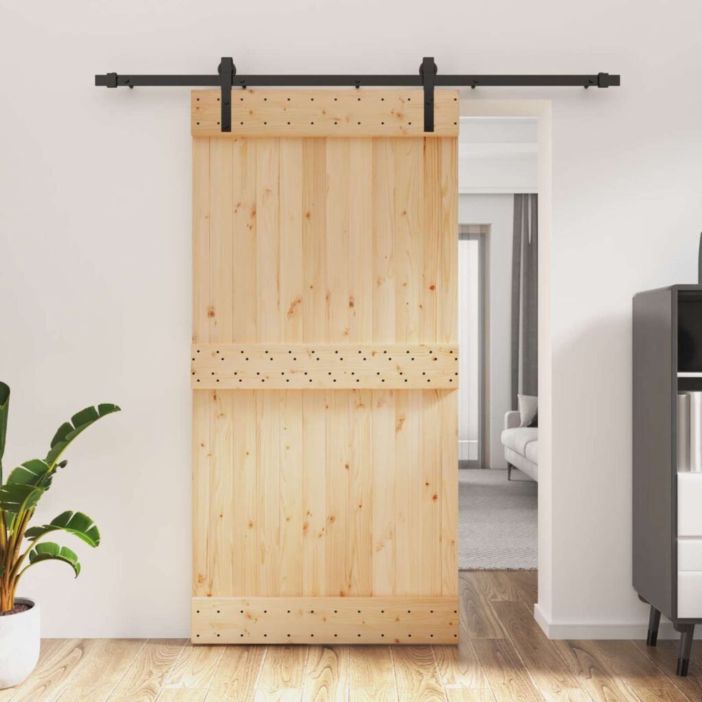 Liukuovi Luonnollinen ja musta 100 x 210 cm Massiivinen mänty