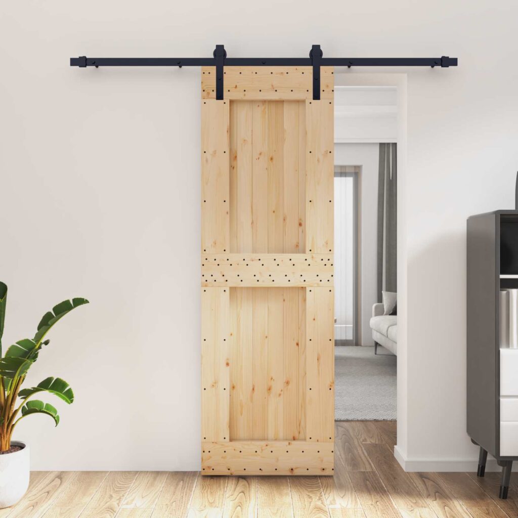 Liukuovi Luonnollinen ja musta 70 x 210 cm Massiivinen mänty