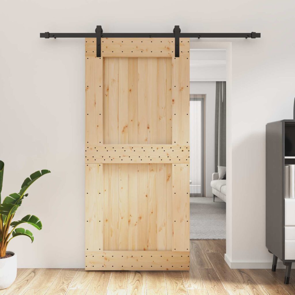 Liukuovi Luonnollinen ja musta 95 x 210 cm Massiivinen mänty