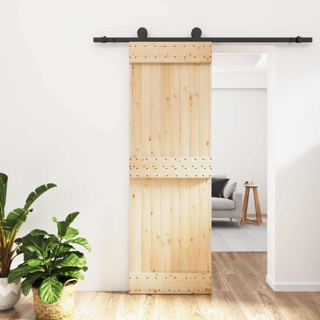 Liukuovi Luonnollinen ja musta 70 x 210 cm Massiivinen mänty
