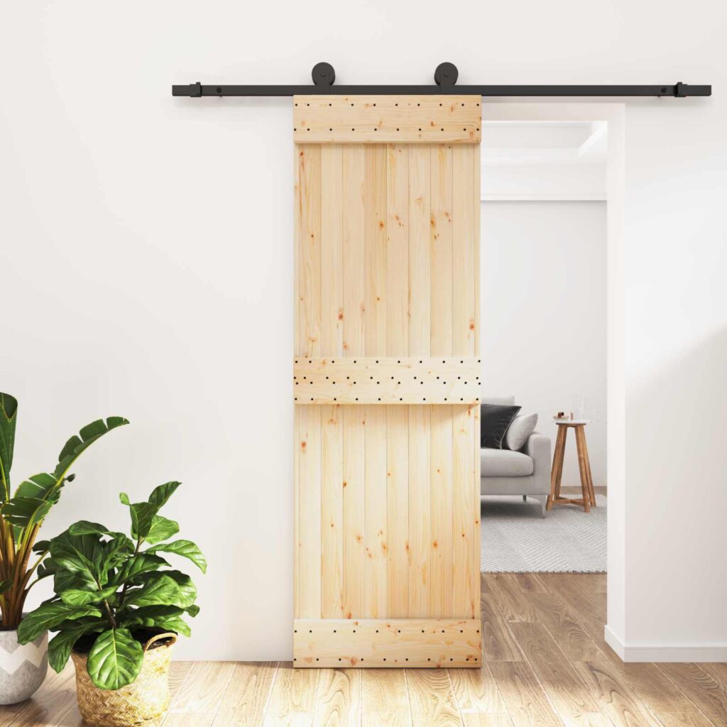 Liukuovi Luonnollinen ja musta 70 x 210 cm Massiivinen mänty