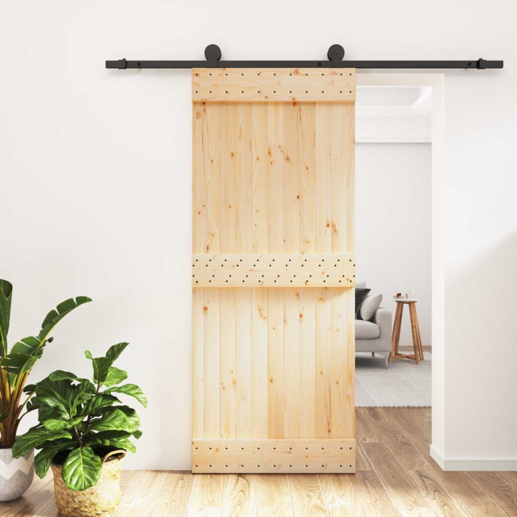 Liukuovi Luonnollinen ja musta 85 x 210 cm Massiivinen mänty