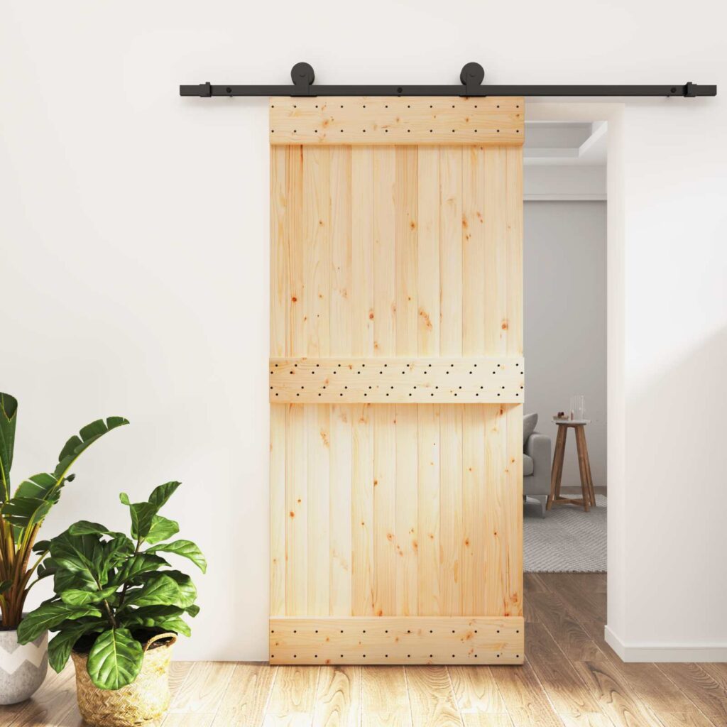 Liukuovi Luonnollinen ja musta 95 x 210 cm Massiivinen mänty