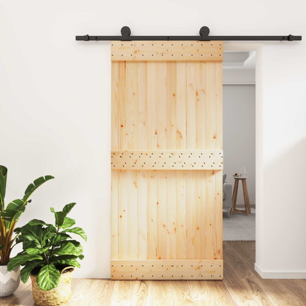 Liukuovi Luonnollinen ja musta 100 x 210 cm Massiivinen mänty