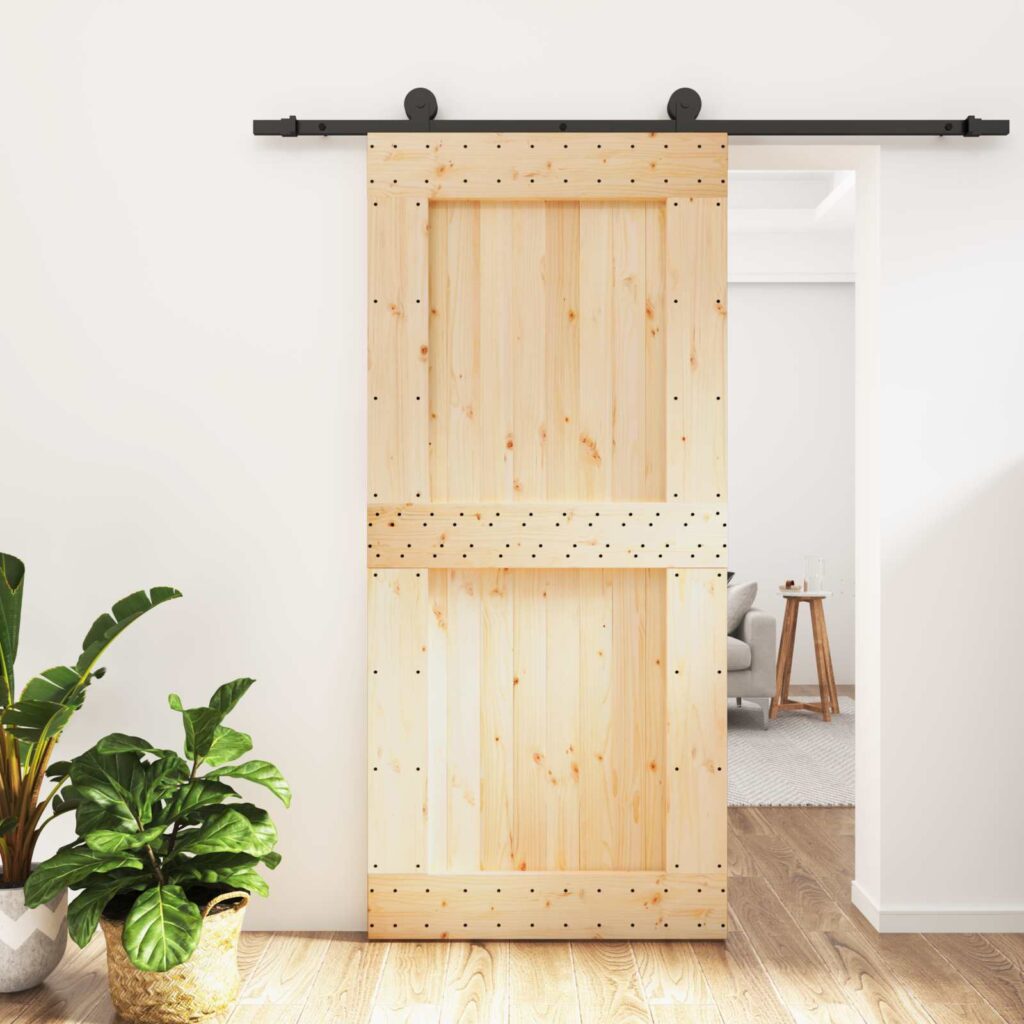 Liukuovi Luonnollinen ja musta 95 x 210 cm Massiivinen mänty