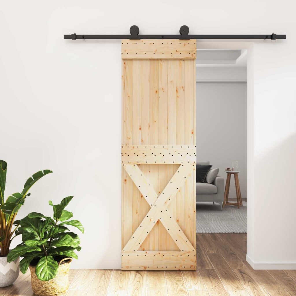 Liukuovi Luonnollinen ja musta 70 x 210 cm Massiivinen mänty