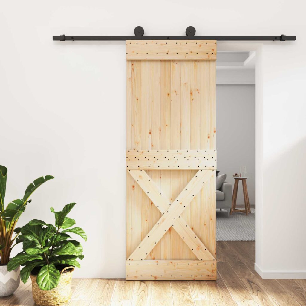 Liukuovi Luonnollinen ja musta 80 x 210 cm Massiivinen mänty