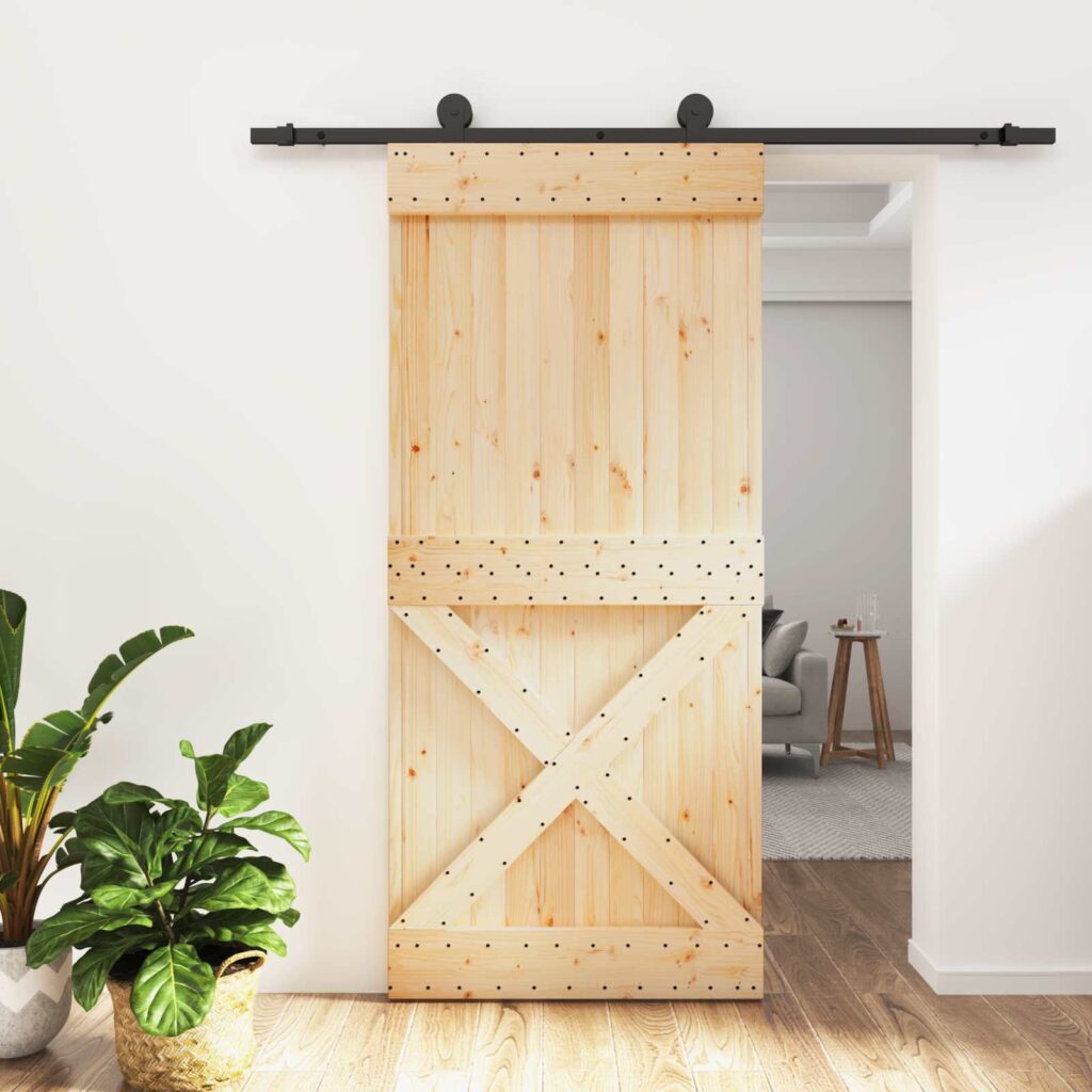 Liukuovi Luonnollinen ja musta 95 x 210 cm Massiivinen mänty