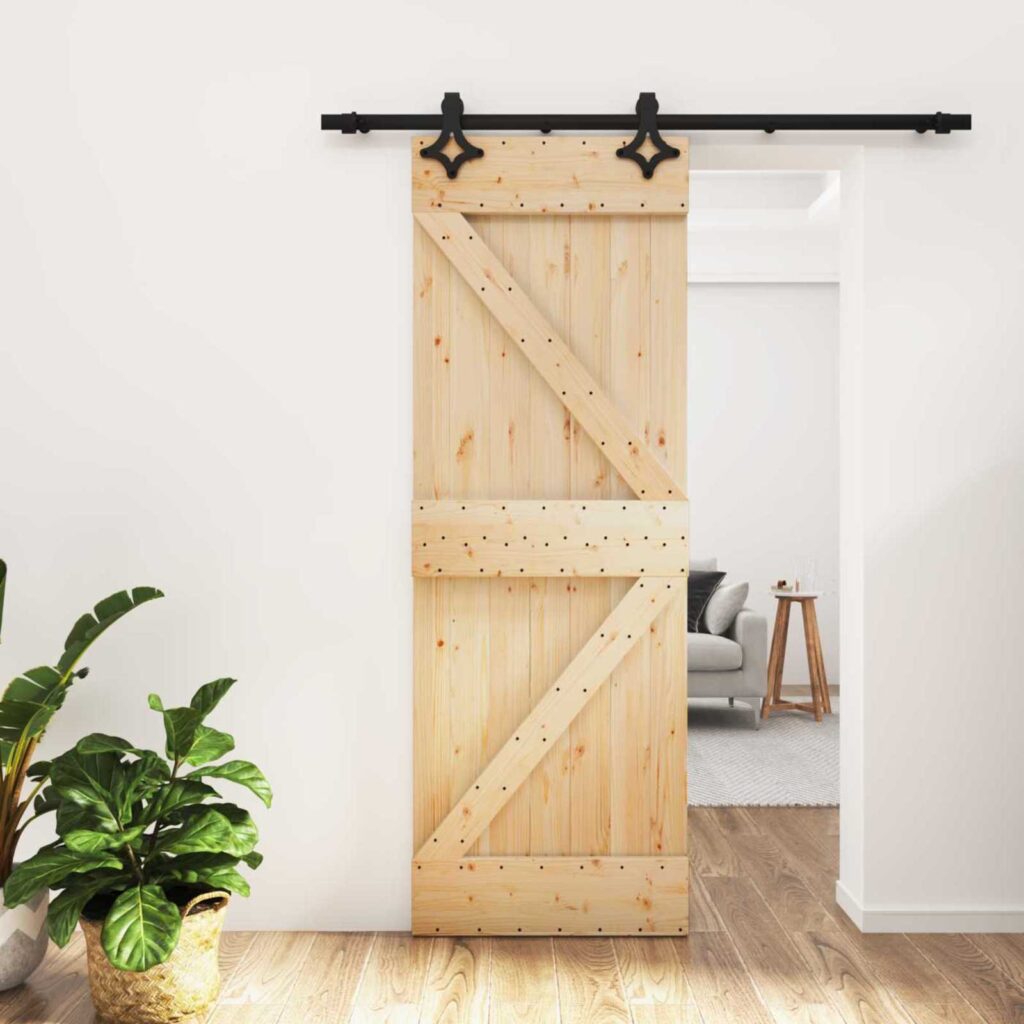 Liukuovi Luonnollinen ja musta 70 x 210 cm Massiivinen mänty