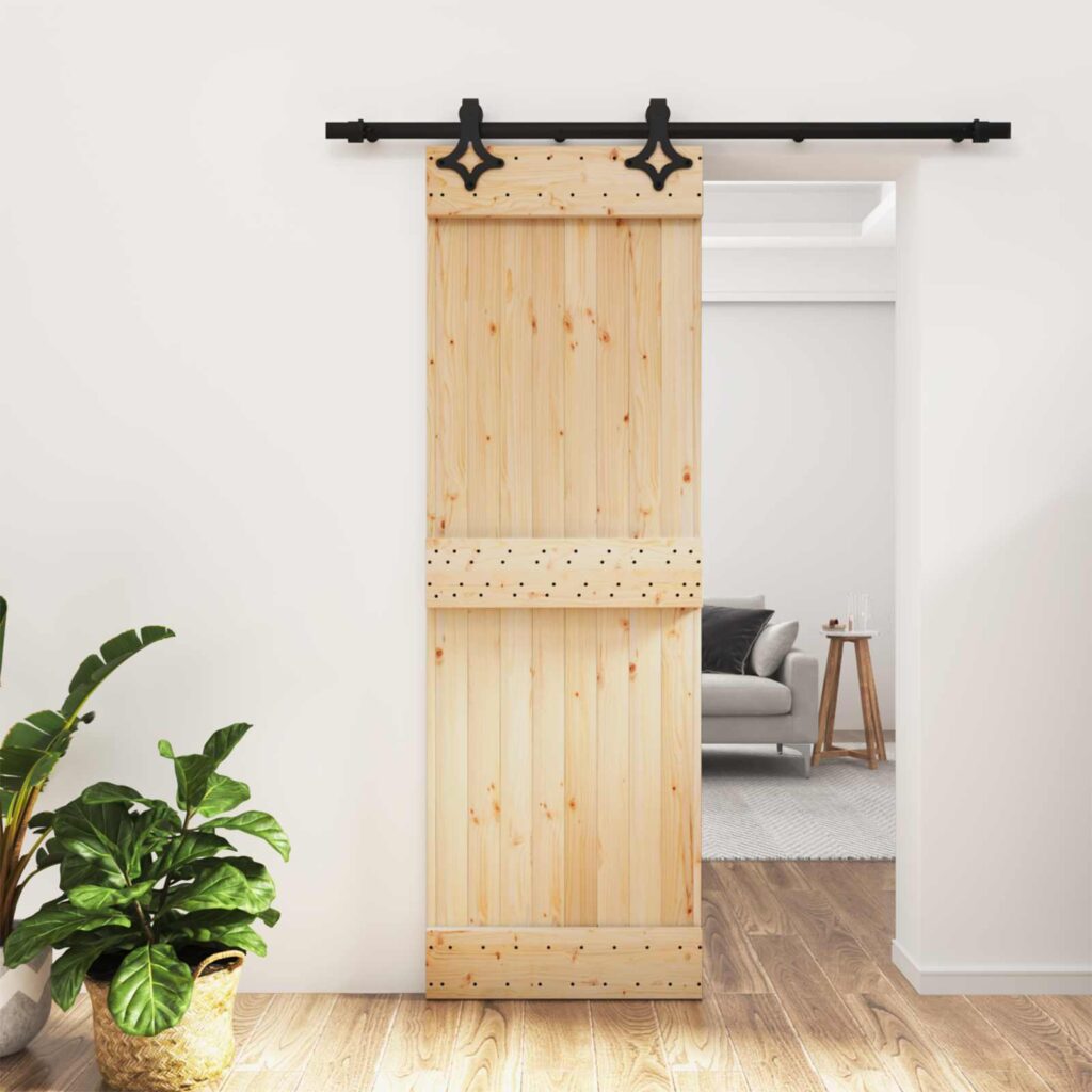 Liukuovi Luonnollinen ja musta 70 x 210 cm Massiivinen mänty