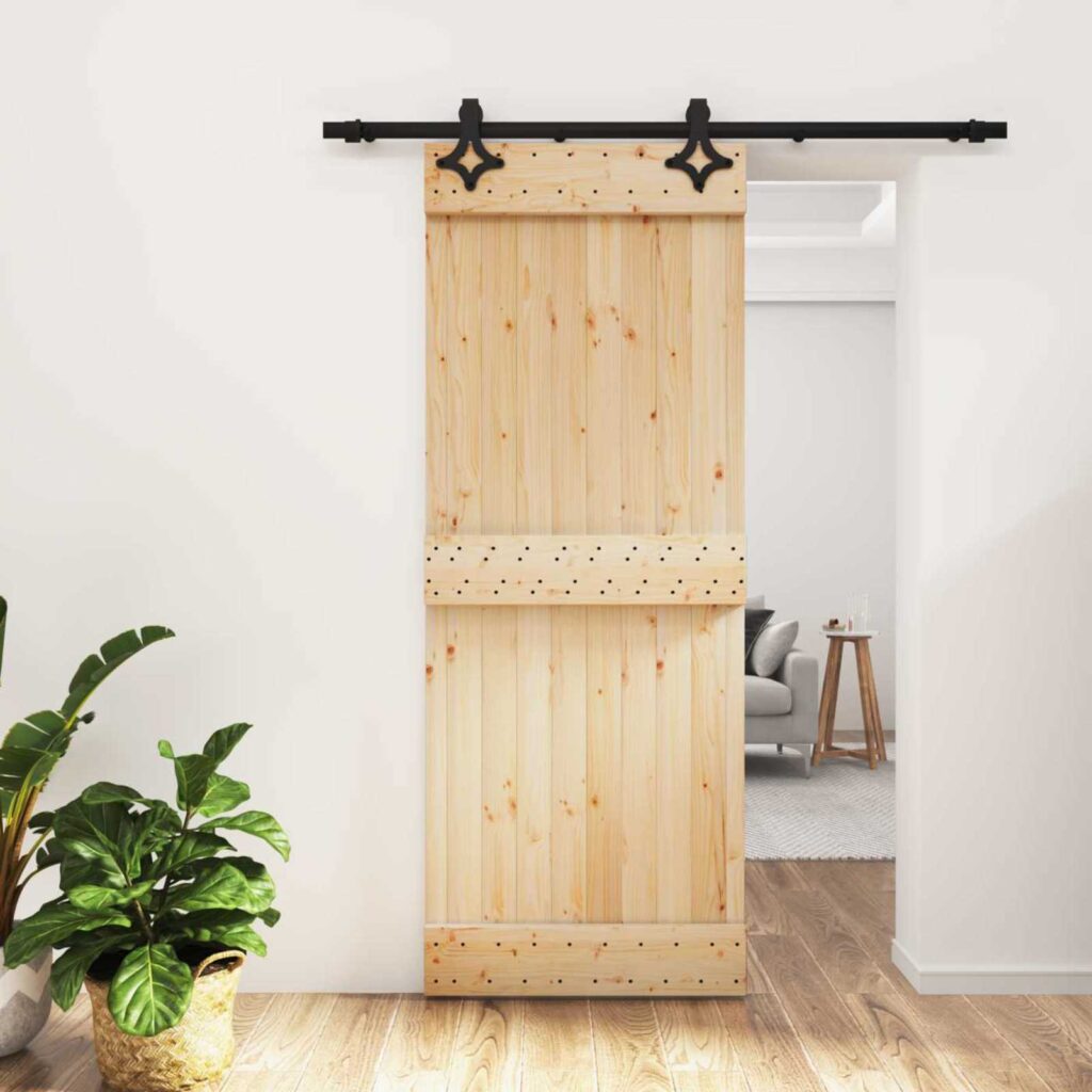 Liukuovi Luonnollinen ja musta 80 x 210 cm Massiivinen mänty