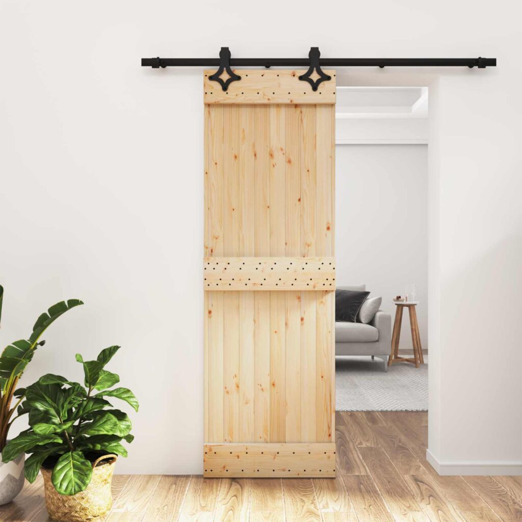 Liukuovi Luonnollinen ja musta 70 x 210 cm Massiivinen mänty