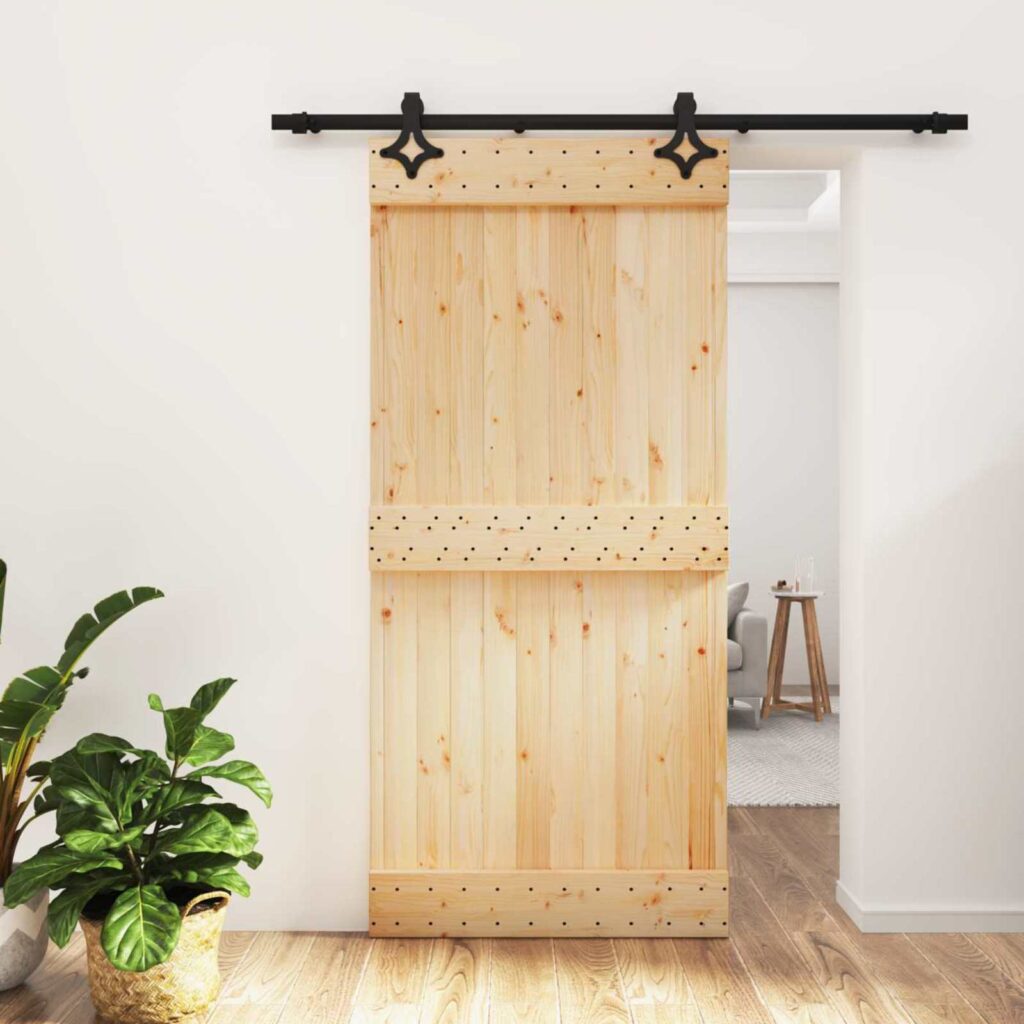 Liukuovi Luonnollinen ja musta 95 x 210 cm Massiivinen mänty
