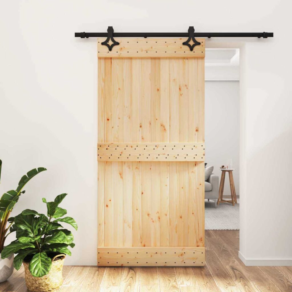 Liukuovi Luonnollinen ja musta 100 x 210 cm Massiivinen mänty