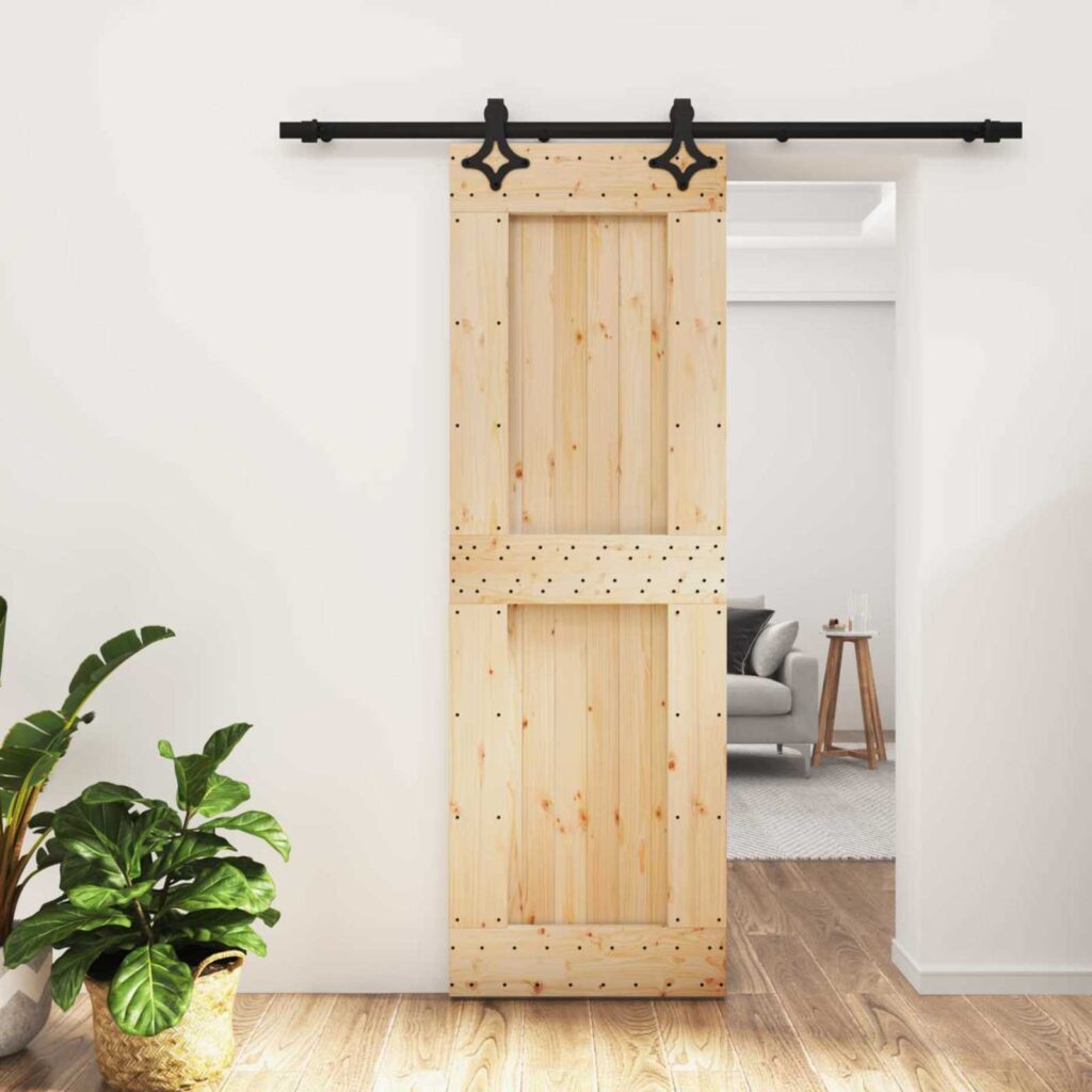 Liukuovi Luonnollinen ja musta 70 x 210 cm Massiivinen mänty