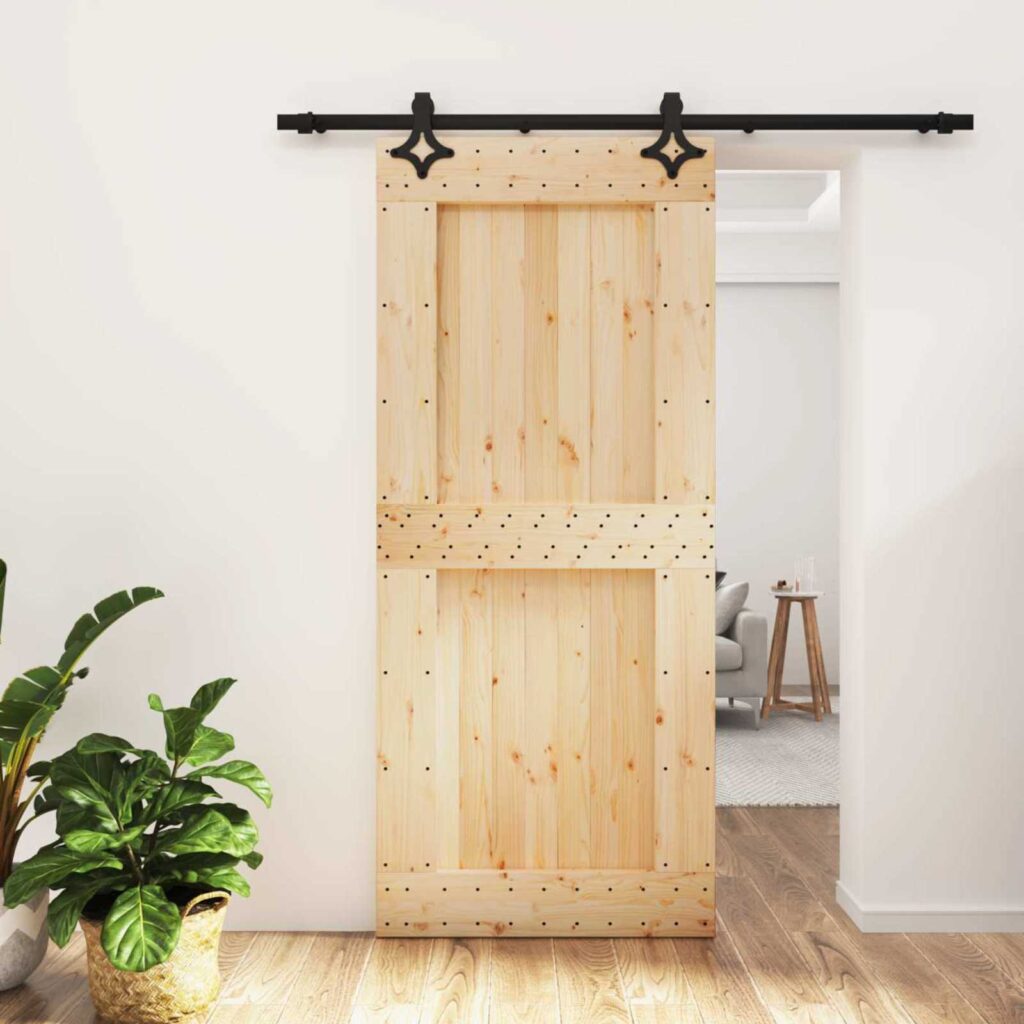 Liukuovi Luonnollinen ja musta 90 x 210 cm Massiivinen mänty