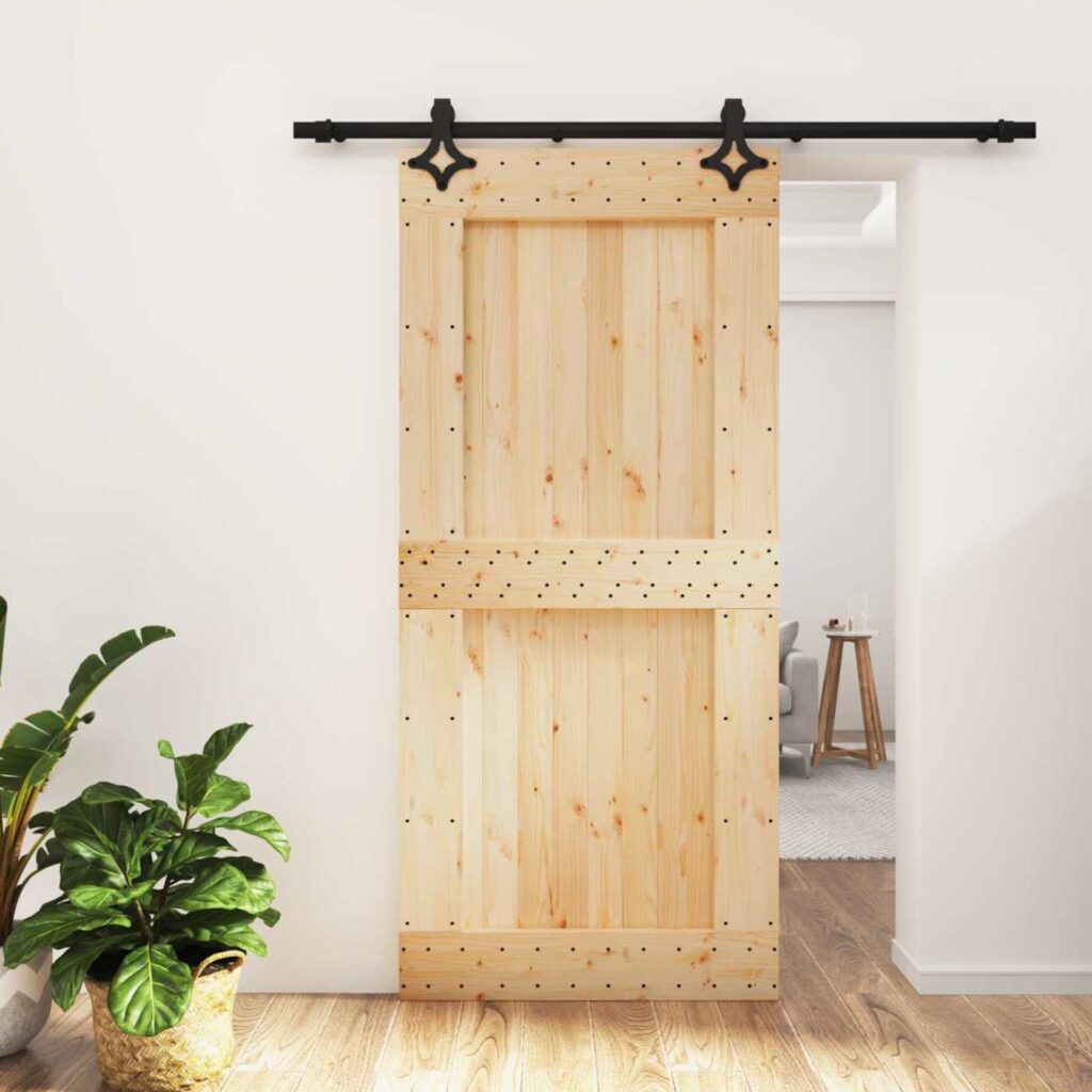 Liukuovi Luonnollinen ja musta 95 x 210 cm Massiivinen mänty