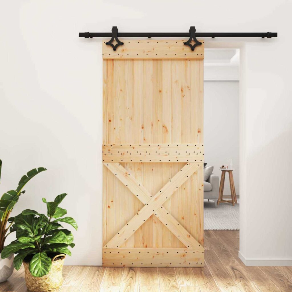 Liukuovi Luonnollinen ja musta 95 x 210 cm Massiivinen mänty