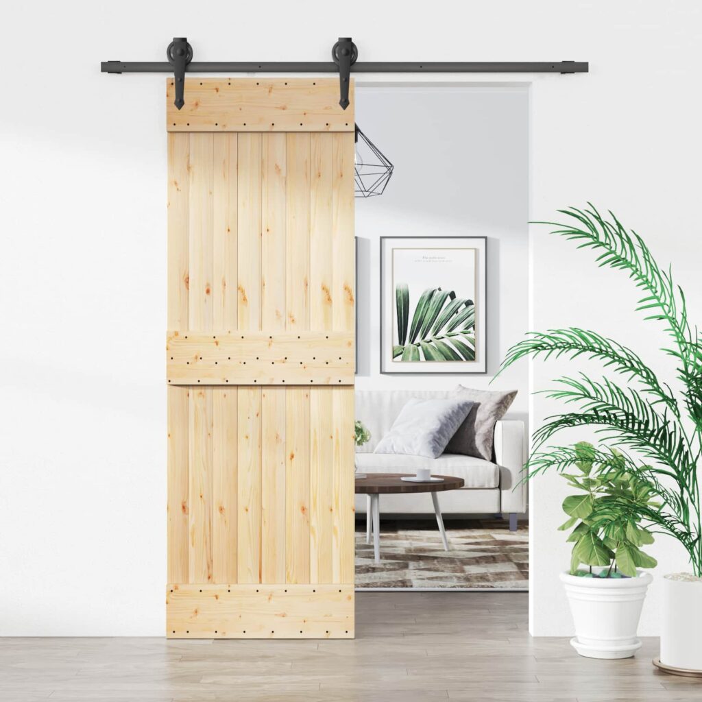 Liukuovi Luonnollinen ja musta 70 x 210 cm Massiivinen mänty