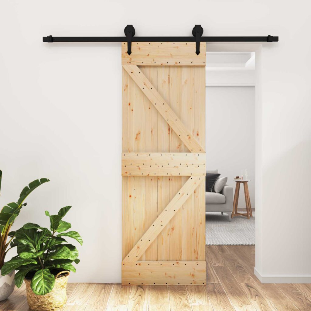 Liukuovi Luonnollinen ja musta 70 x 210 cm Massiivinen mänty