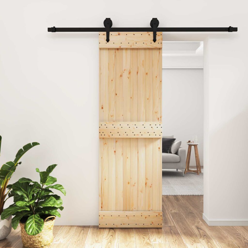 Liukuovi Luonnollinen ja musta 70 x 210 cm Massiivinen mänty