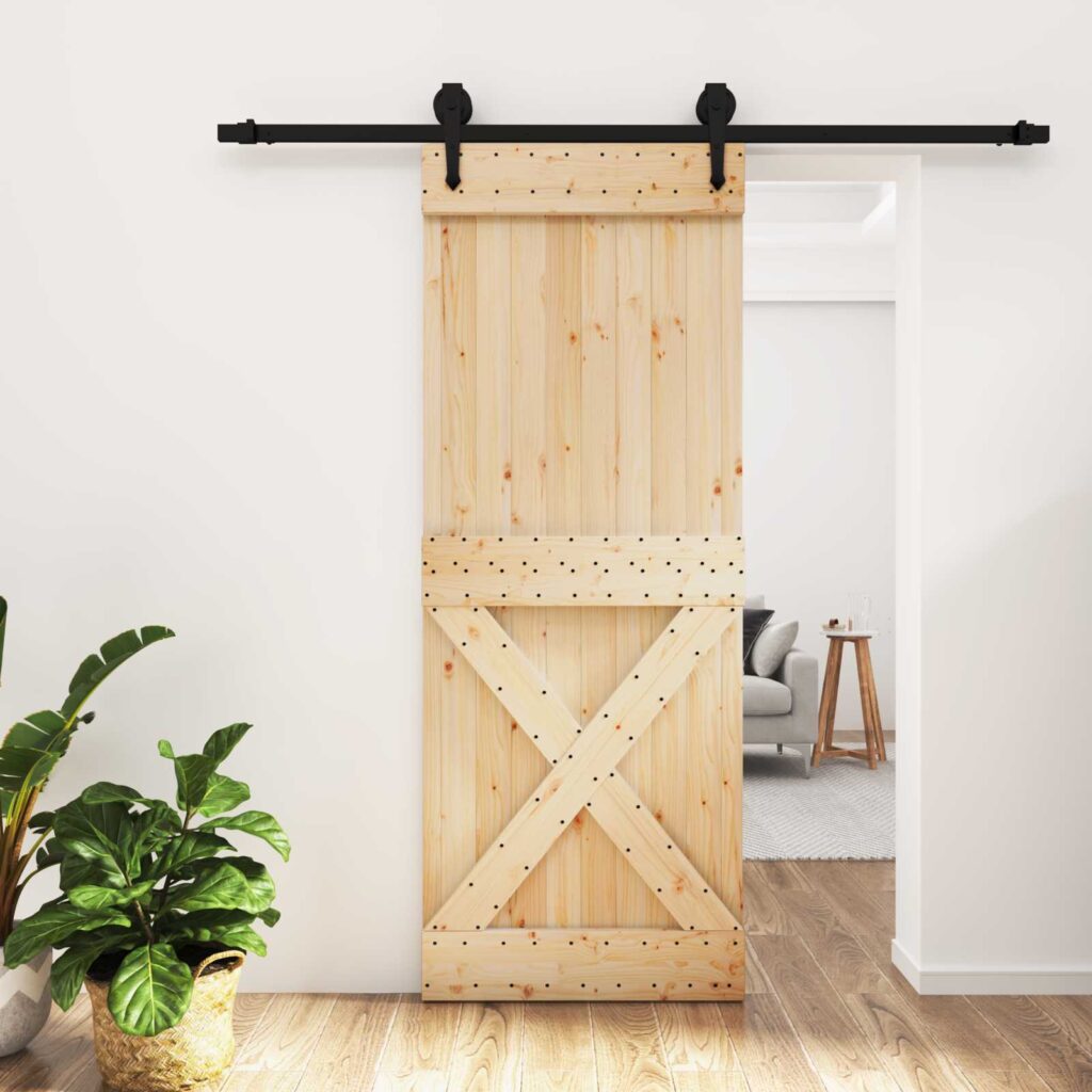 Liukuovi Luonnollinen ja musta 80 x 210 cm Massiivinen mänty