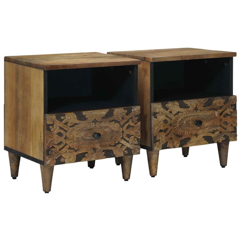 Sänkykaappi 2 pcs Ruskea 40 x 33 x 46 cm Kiinteä mango puu