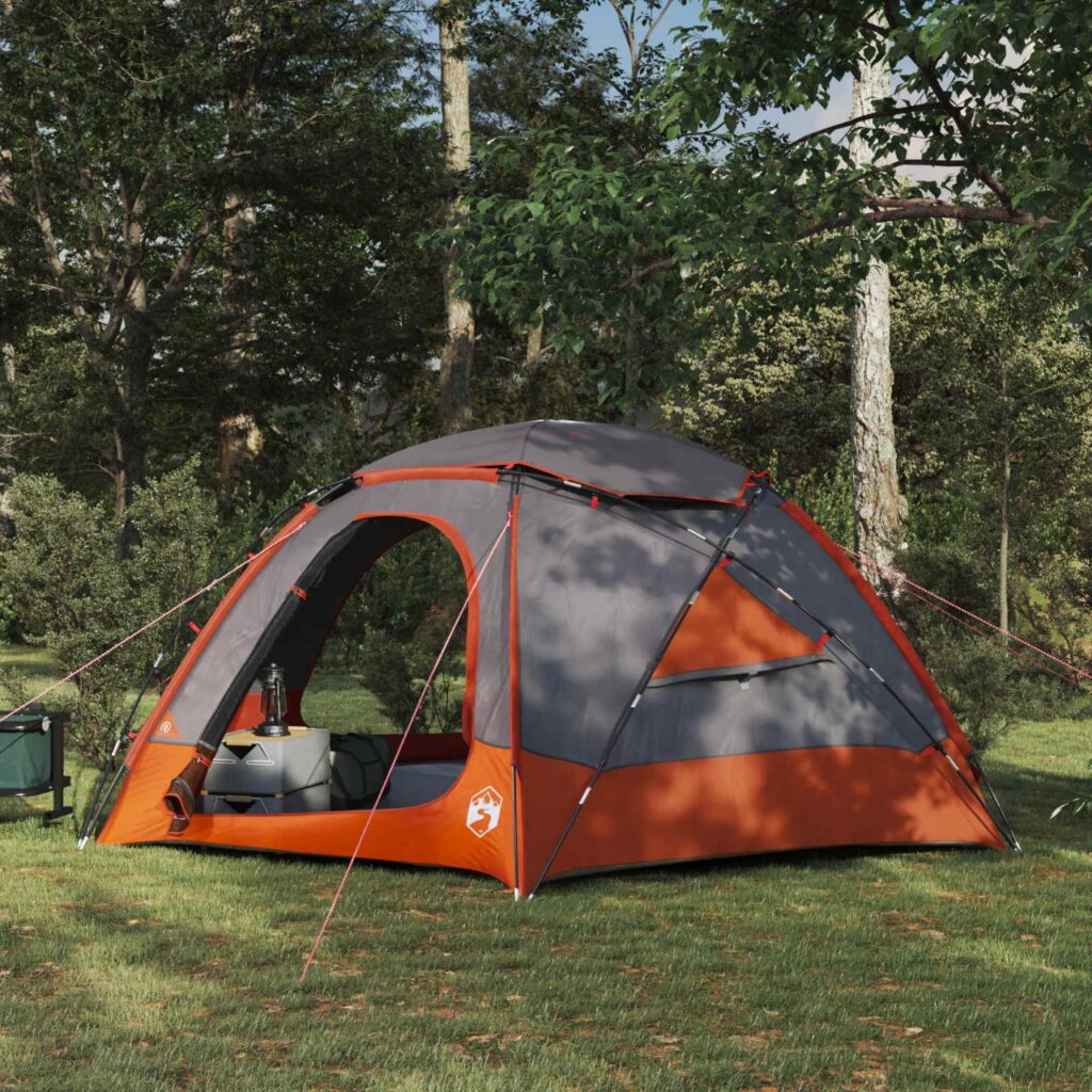 Kupoliteltta irrotettavalla sade suojalla Harmaa ja oranssi