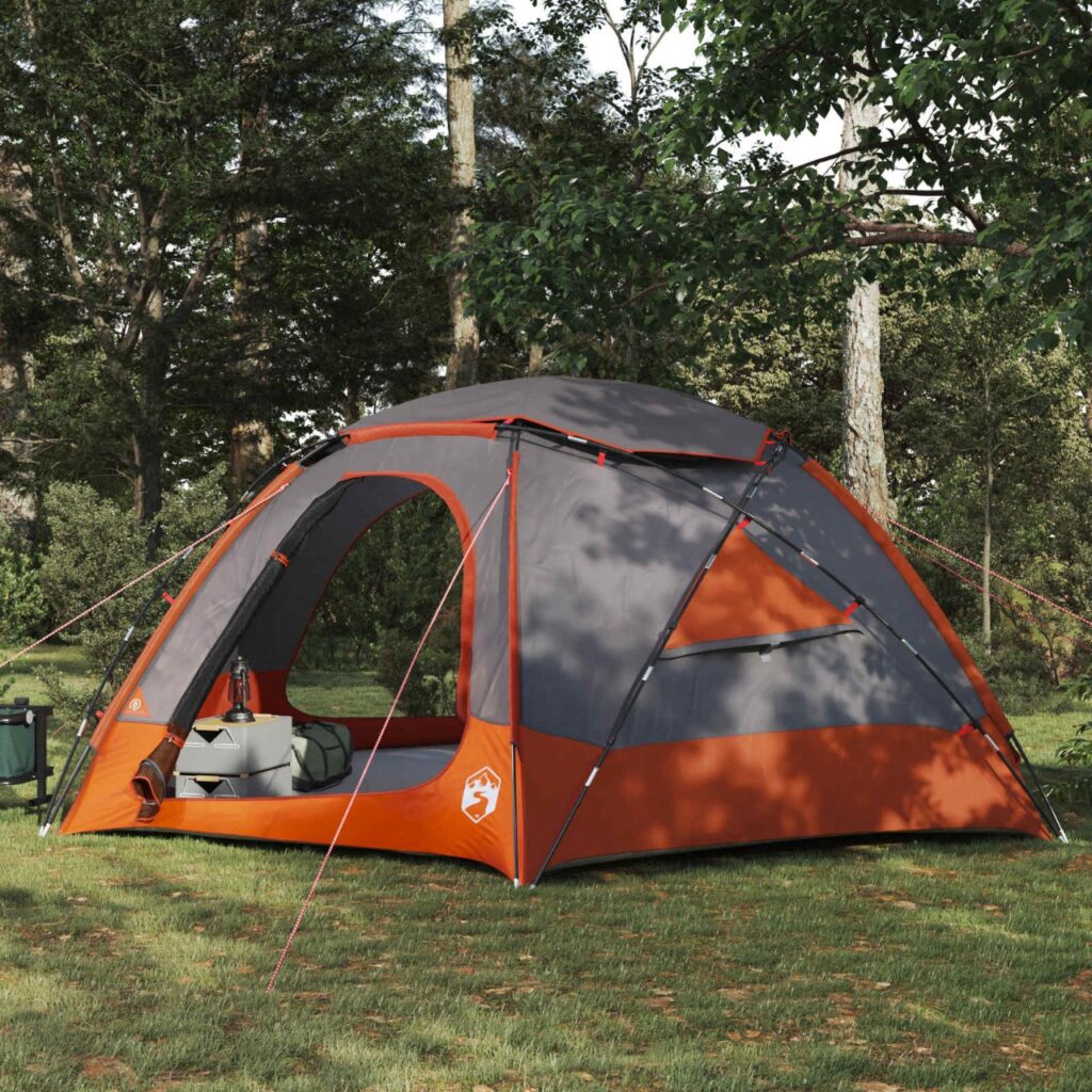 Kupoliteltta irrotettavalla sade suojalla Harmaa ja oranssi