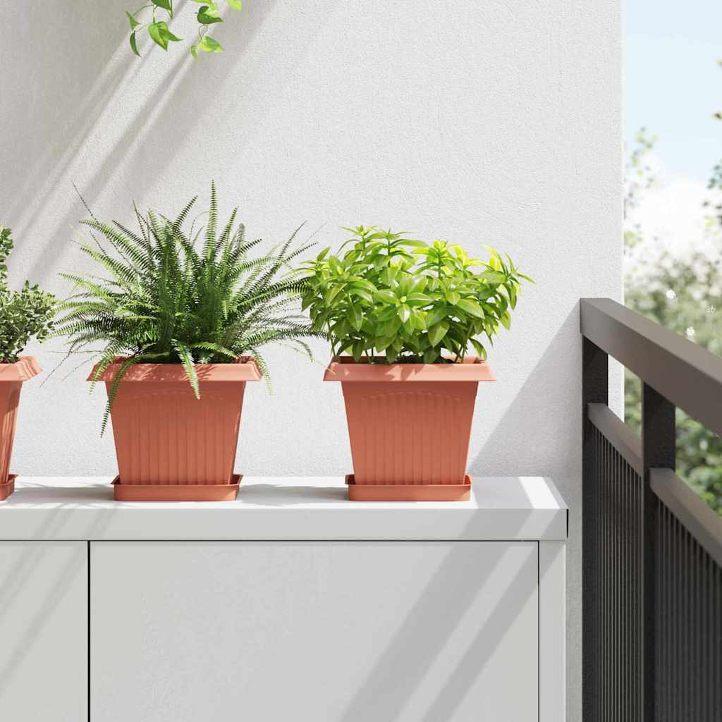 Neliömainen Kukka-alusta 6 pcs Tiilenpunainen 15 x 15 x 2 cm