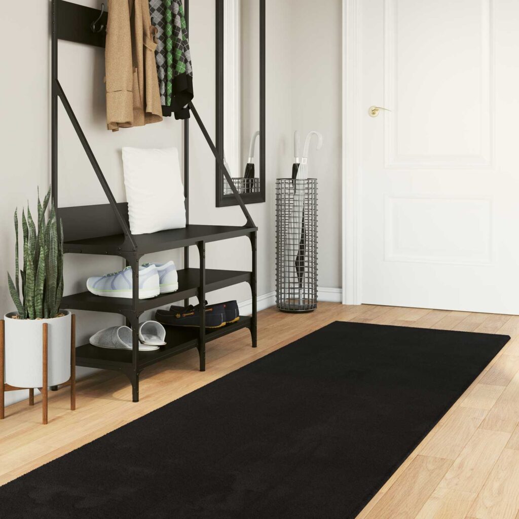 Keskikorkea pehmeä ja konepestävä matto HUARTE Musta Polyesteri