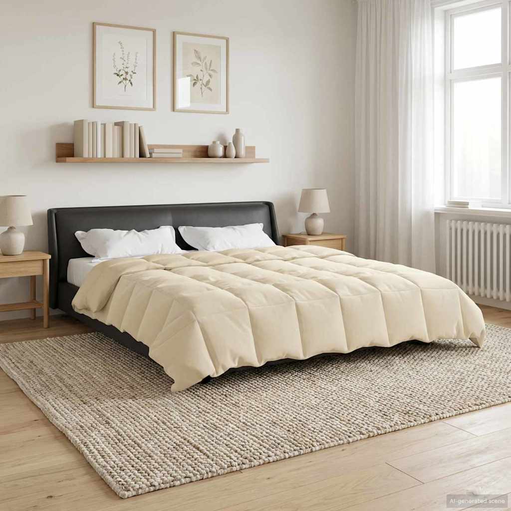 Koko Vuoden Peitto Quiltottu Kerma 200 x 240 cm Mikrokuitu