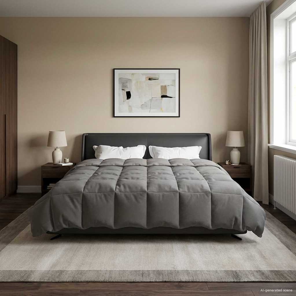 Talvityyny Quiltottu Vaaleanharmaa 200 x 200 cm Mikrokuitu