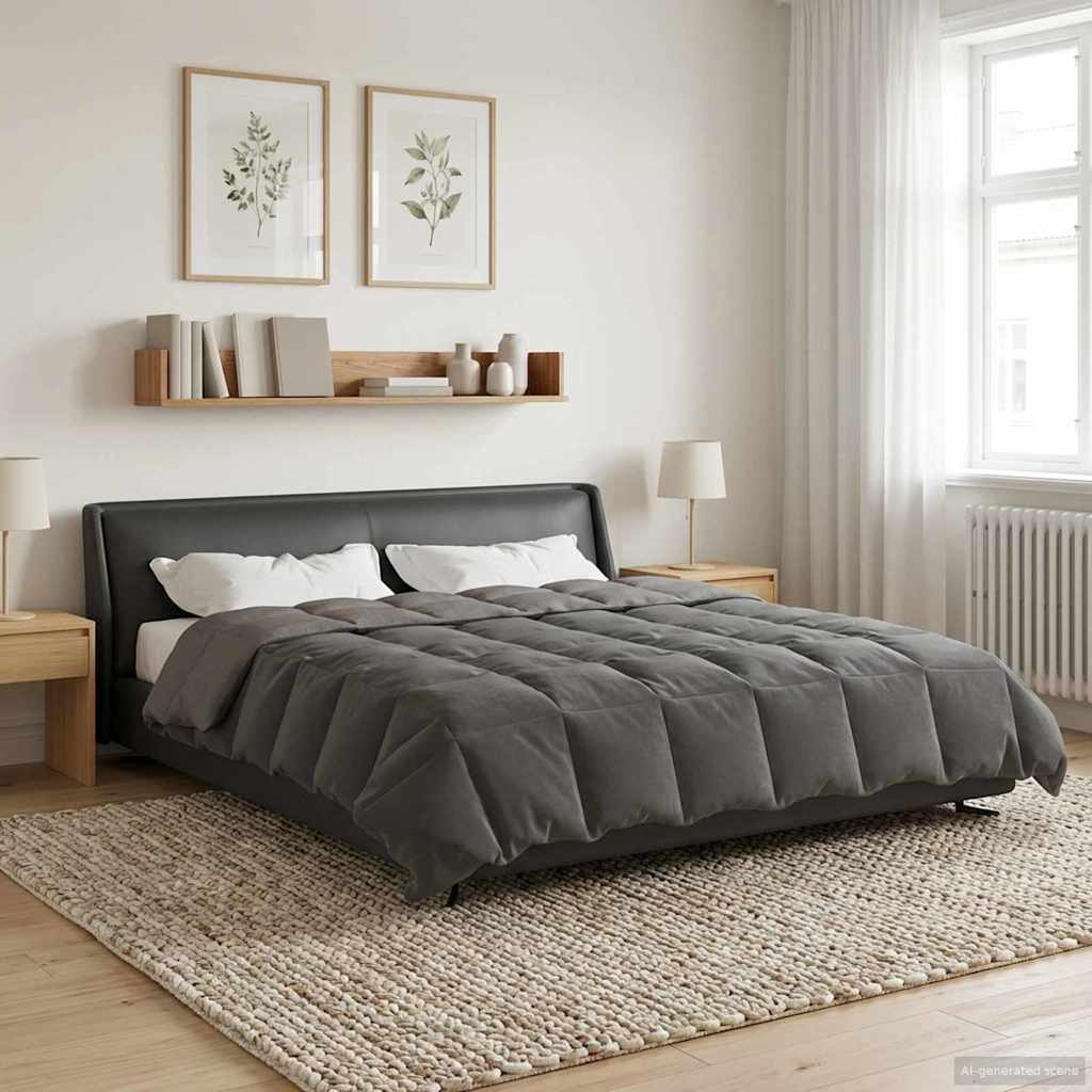 Talvityyny Quiltottu Vaaleanharmaa 220 x 240 cm Mikrokuitu